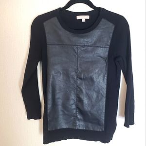 Banana Republic Leather Front Crew Sweater Size Medium